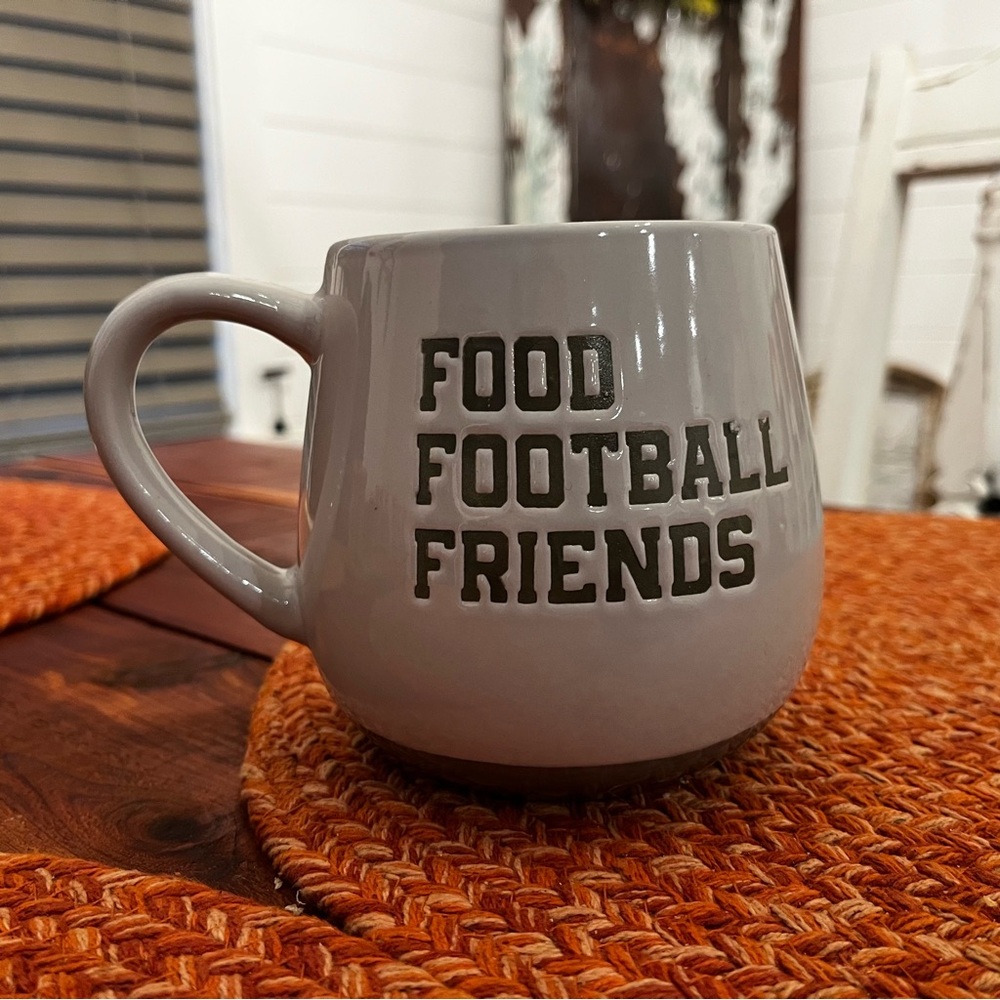 Gray Ceramic Mug - Food Football Friends